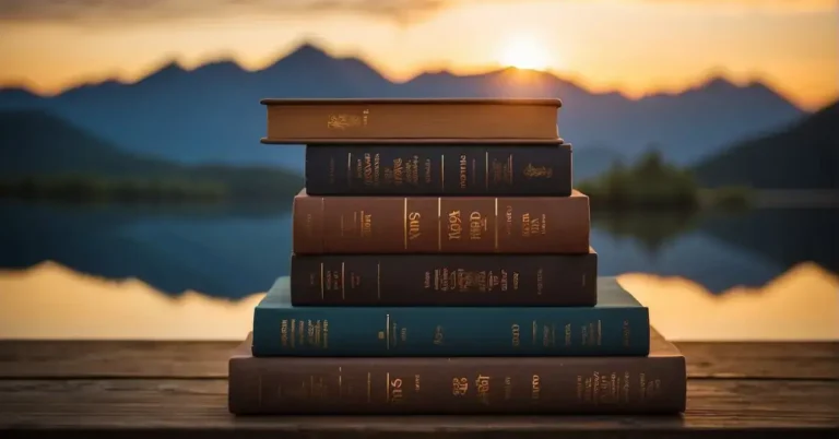 20+ Friday Spiritual Quotes For Your Weekend 2024 83 Friday Spiritual Quotes: A serene setting with a stack of spiritual books, a peaceful atmosphere, and a warm glow, perfect for a FAQ Friday spiritual quote illustration