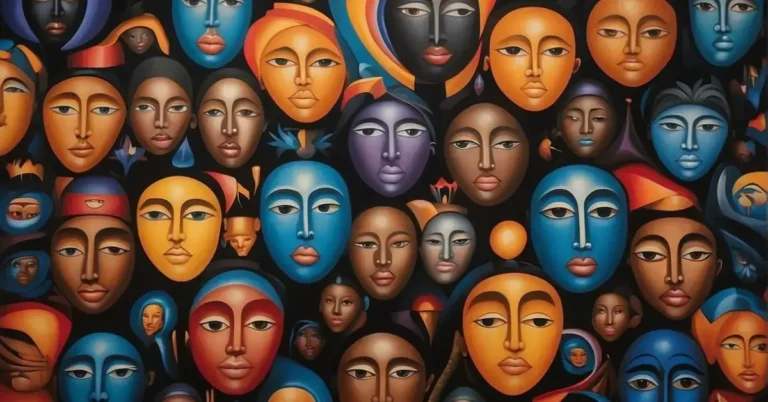 20+ Black Spiritual Art You Have To See 2024 213 black spiritual art: Multiple faces are visible in the picture.