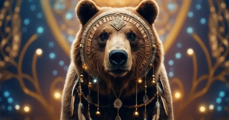 20+ Spiritual Bear Tattoo I Am In Love With 2024 150 spiritual bear tattoo: A bear standing on its hind legs, with a serene and wise expression, surrounded by spiritual symbols such as feathers, dreamcatchers, and sacred geometric patterns