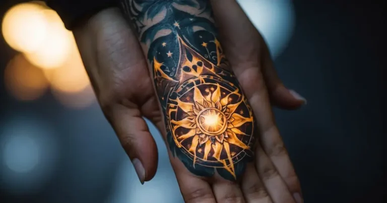 20+ Spiritual Hand Tattoo I´m So In Love With 2024 1 spiritual hand tattoo: A glowing spiritual tattoo radiates from a hand, emitting energy and light