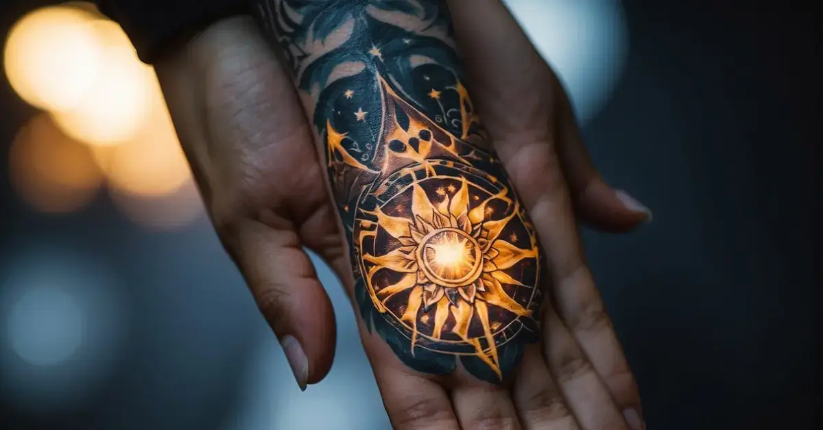 20+ Spiritual Hand Tattoo I´m So In Love With 2024 1 spiritual hand tattoo: A glowing spiritual tattoo radiates from a hand, emitting energy and light