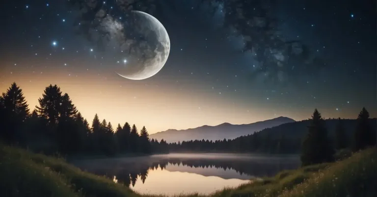 20+ Spiritual Inspirational Good Night Quotes You Need To Know 2024 165 spiritual inspirational good night quotes: A serene night sky with stars and a crescent moon, surrounded by peaceful nature and a sense of tranquility