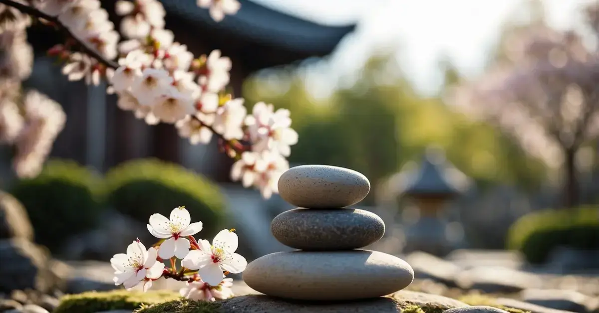 20+ Cherry Blossom Zen Garden Inspirations You Have To See 2024 1 Cherry Blossom Zen Garden: Cherry blossoms bloom in a tranquil zen garden, surrounded by carefully raked gravel and serene stone lanterns