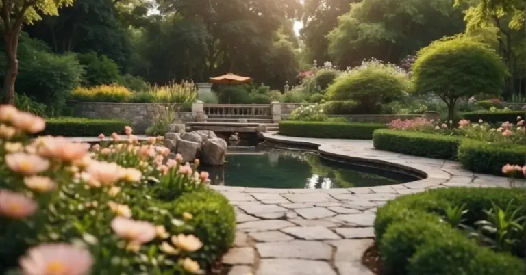 10 Meditation Garden Ideas You Will Love 2024 65 Meditation Garden: A serene garden with winding paths, blooming flowers, and tranquil water features, surrounded by lush greenery and shaded seating areas