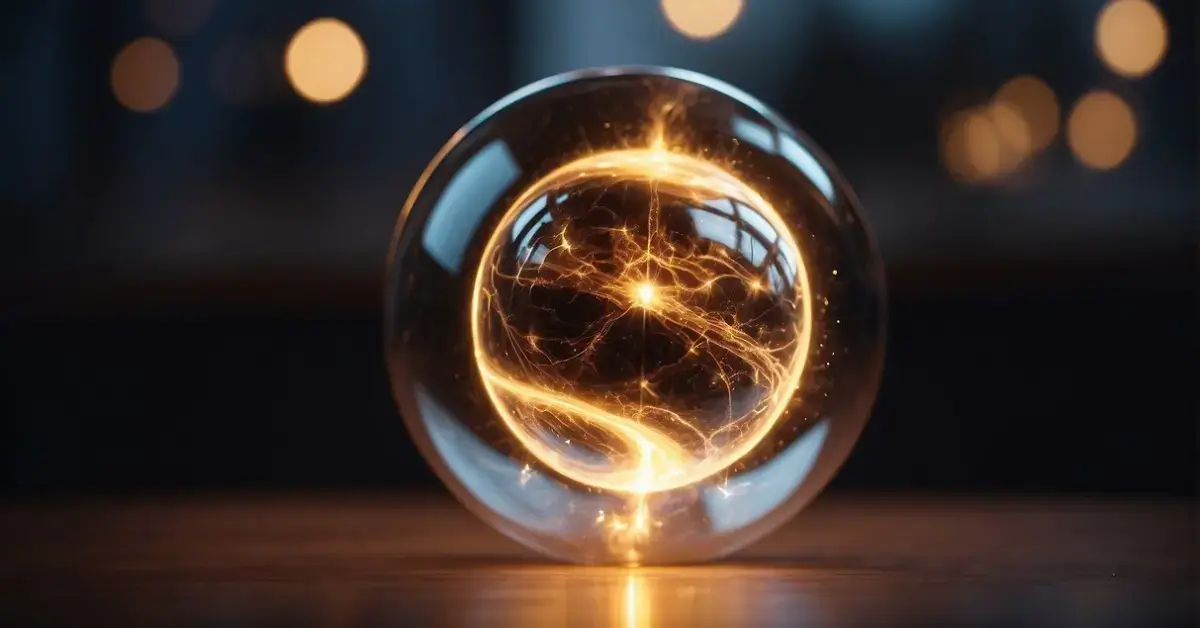 Soul Quotations: A glowing orb surrounded by swirling energy, emanating a sense of wisdom and depth