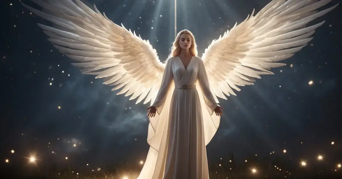 999 Angel Number Significance: Symbolism and Impact 2024 1 999 Angel Number: A glowing angelic figure hovers above a number 999, surrounded by celestial light and a sense of divine presence