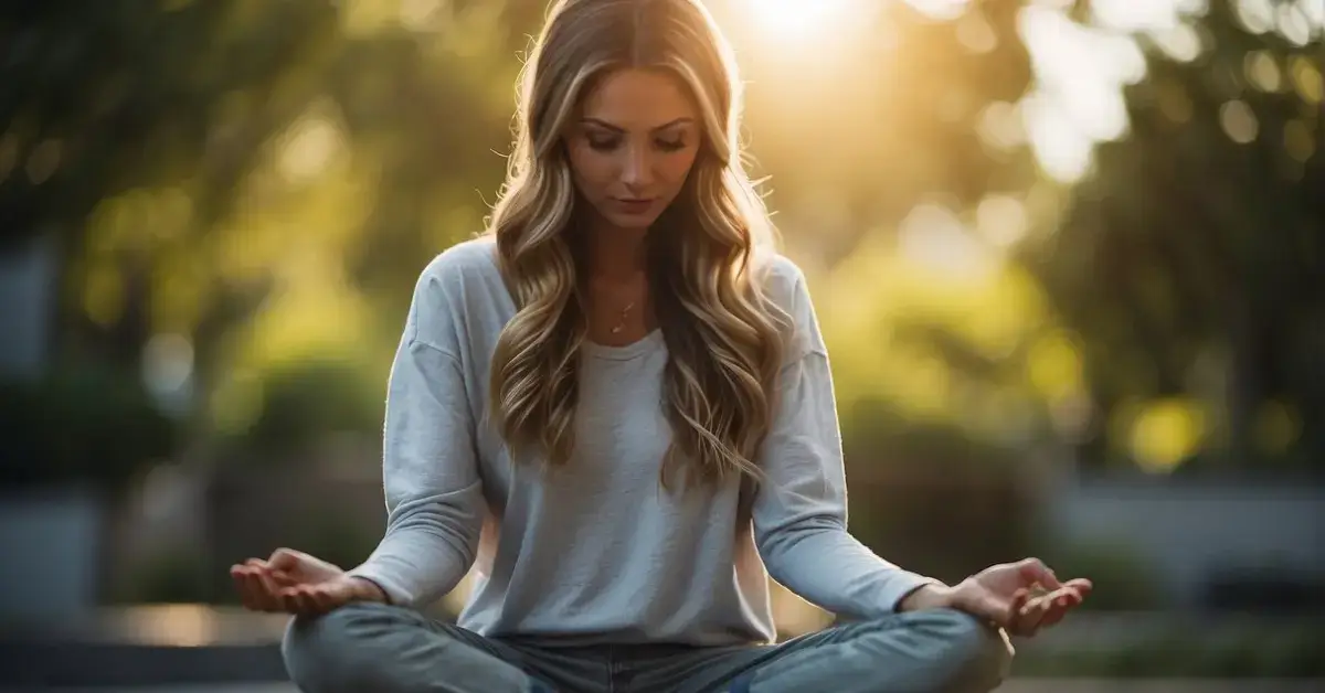 Meditation For Energy: Boost Your Vitality With Simple Techniques 2024 1 Meditation For Energy: A serene figure sits cross-legged, surrounded by vibrant, swirling energy. The atmosphere is calm and peaceful, with a sense of inner stillness and focus