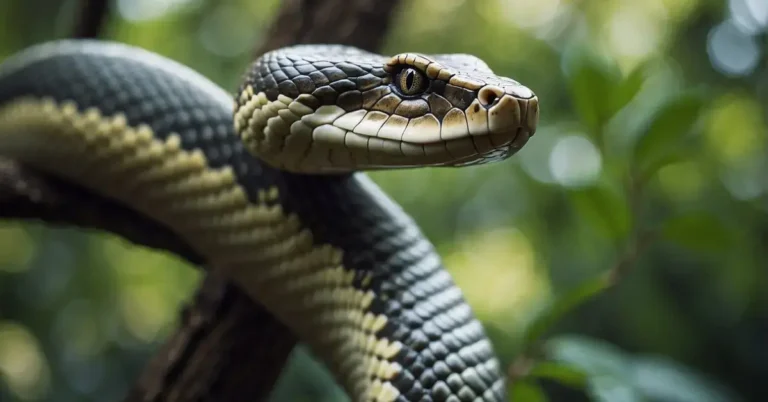 Spiritual Meaning Of A Snake: Mystical Symbolism 2024 1 Spiritual Meaning Of A Snake: A snake slithers gracefully around a tree, symbolizing transformation and rebirth. Its sinuous form and piercing eyes convey a sense of mystery and ancient wisdom