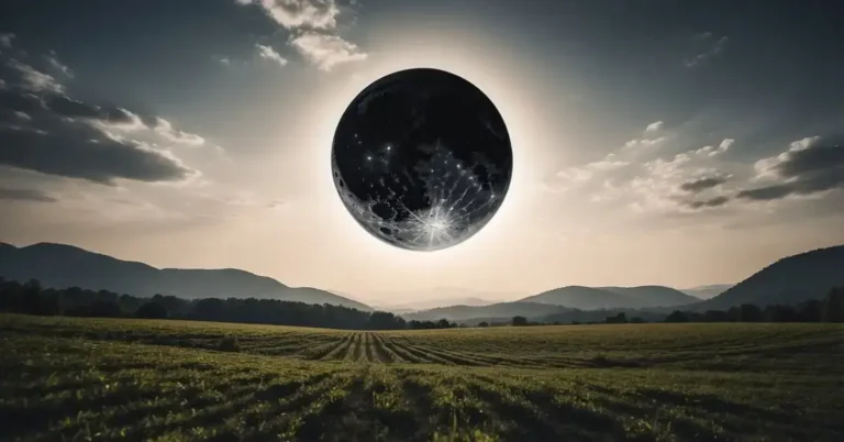 Black Moon Spiritual Meaning: Unlocking Mystical Insights 2024 4 Black Moon Spiritual Meaning: A black moon hovers over a serene landscape, radiating an otherworldly energy, symbolizing mystery and spiritual depth