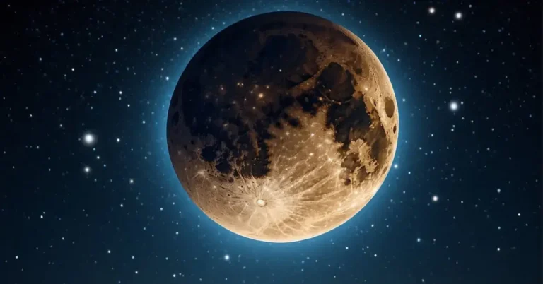 Blue Moon Spiritual Meaning: Mystical Significance 2024 6 Blue Moon Spiritual Meaning: A serene night sky with a large, glowing blue moon surrounded by twinkling stars, evoking a sense of mystery and spiritual significance