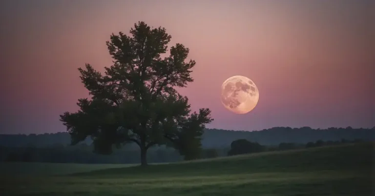 Pink Moon Spiritual Meaning: Discover Its Guidance 2024 7 Pink Moon Spiritual Meaning: Pink Moon Spiritual Meaning: A pink moon rises over a tranquil landscape, casting a soft, ethereal glow. The air is filled with a sense of serenity and spirituality
