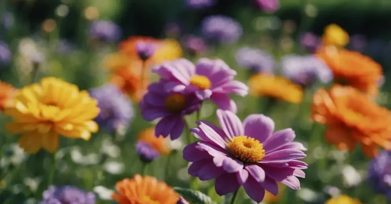 Spiritual Meaning Of Flowers: Symbols Of Life's Mysteries 2024 1 Spiritual Meaning Of Flowers: A garden of vibrant flowers blooming, each with its own unique symbolism and spiritual significance. The colors and shapes intertwine, creating a serene and mystical atmosphere