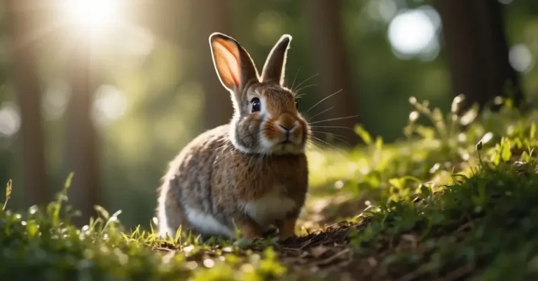 Spiritual Meaning Of Rabbit Crossing Your Path 2024 2 Spiritual Meaning of Rabbit Crossing Your Path: A rabbit hops across a forest path, sunlight filtering through the trees, symbolizing spiritual guidance and fertility