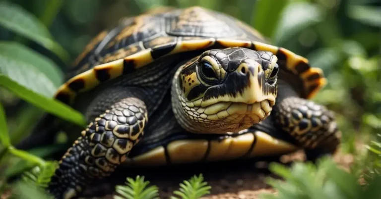Spiritual Meaning Of Turtles: Wisdom In Nature 2024 1 Spiritual Meaning Of Turtles: A turtle surrounded by lush greenery, with a calm and wise expression, symbolizing longevity and protection in the spiritual world
