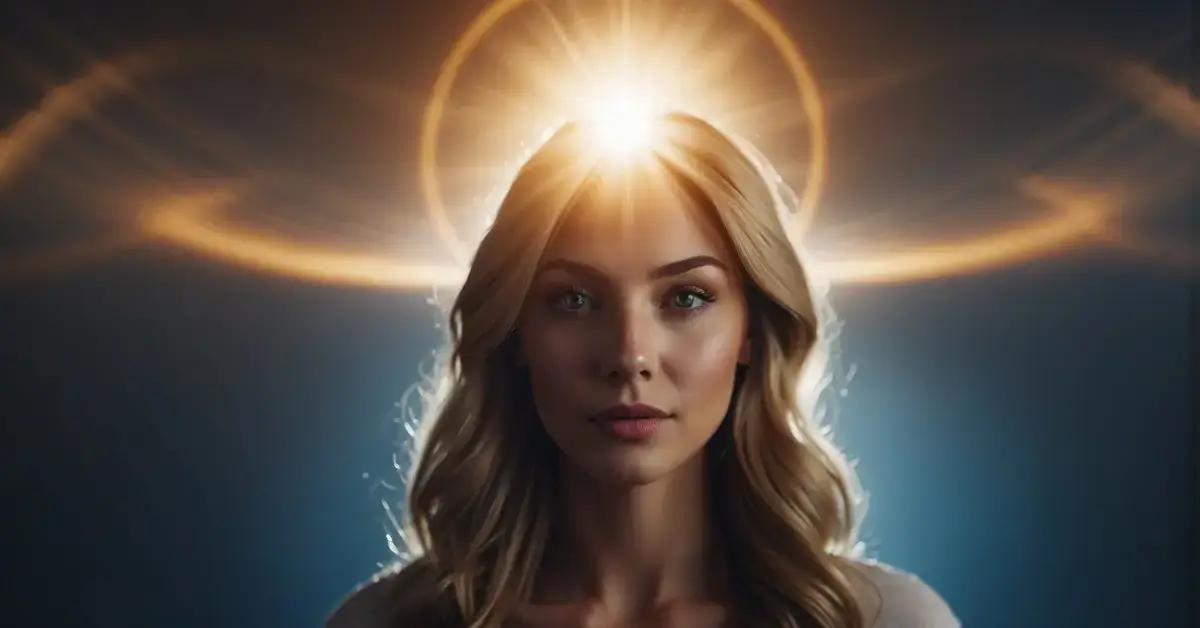 What Happens When You Open Your Third Eye: A glowing, ethereal eye opens in the center of a person's forehead, radiating light and wisdom