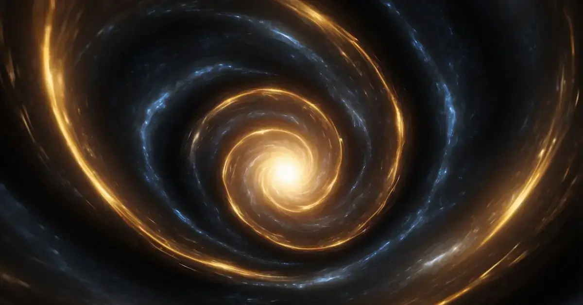 Black Hole Sun Spiritual Meaning: A swirling vortex of darkness and light, radiating an otherworldly energy, representing the spiritual concept of a black hole sun