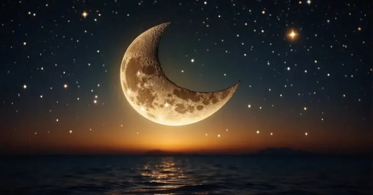 Crescent Moon and Star Spiritual Meaning: Mysteries 2024 10 Crescent Moon and Star Spiritual Meaning: A crescent moon and star shining brightly in the night sky, symbolizing spirituality and guidance