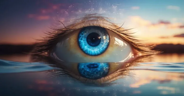 How To Open Your Third Eye: Guide To Spiritual Awakening 2024 3 How To Open Your Third Eye: A serene landscape with a glowing, ethereal third eye floating above a calm body of water, surrounded by vibrant, swirling energy