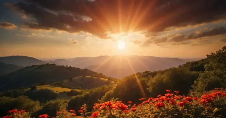 Red Sun Spiritual Meaning: Its Powerful Symbolism 2024 2 Red Sun Spiritual Meaning: A red sun radiates energy, symbolizing passion and vitality. It hovers above a tranquil landscape, casting a warm glow on the earth