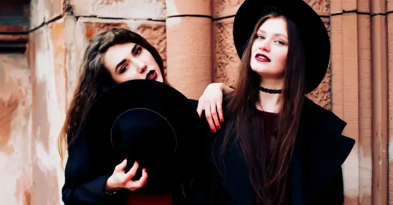 20+ Dark Spiritual Aesthetic Outfits You Will Love 2024 79 Dark Spiritual Aesthetic Outfits: two women wear black dresses