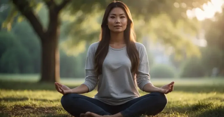 How To Become A Meditation Teacher: Your New Career 2024 2 How To Become A Meditation Teacher: A serene figure sits cross-legged, surrounded by soft light and peaceful surroundings, as they guide others in the art of meditation