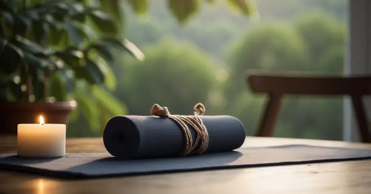 How To Practice Yoga As A Christian: Blending Faith 2024 1 How To Practice Yoga As A Christian: A serene setting with a cross and yoga mat, symbolizing the integration of Christian faith and yoga practice. Peaceful atmosphere with soft lighting and a sense of spiritual connection
