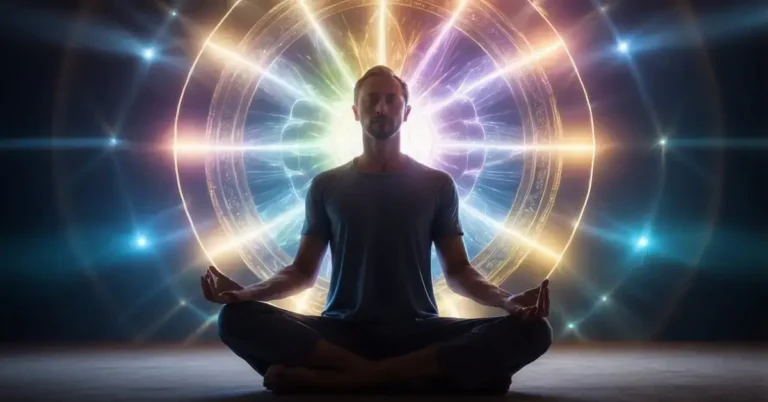 How To Unblock Chakras: Easy Tips For Beginners 2024 3 How To Unblock Chakras: A glowing, multicolored wheel of energy floats above a meditator, with beams of light radiating from each chakra point