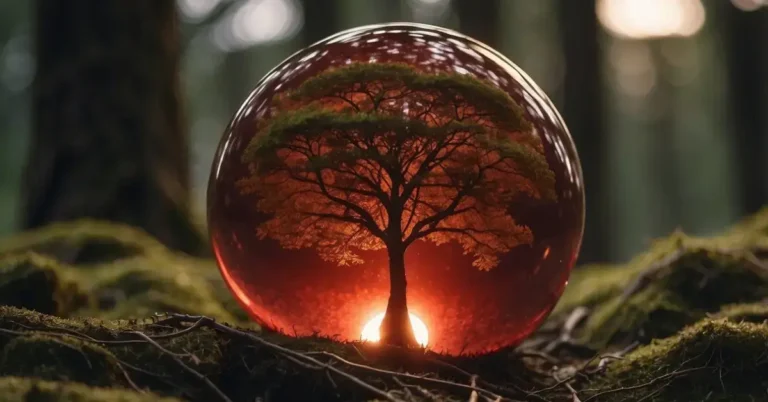 Root Chakra Meditation: Unlock Your Inner Strength 2024 10 Root Chakra Meditation: A glowing red orb hovers at the base of a tree, surrounded by earth and roots. A figure meditates nearby
